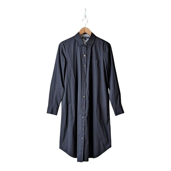 Lafayette 148 Midi Shirt Dress Button Front sz 8 in Black - Picture 1 of 15